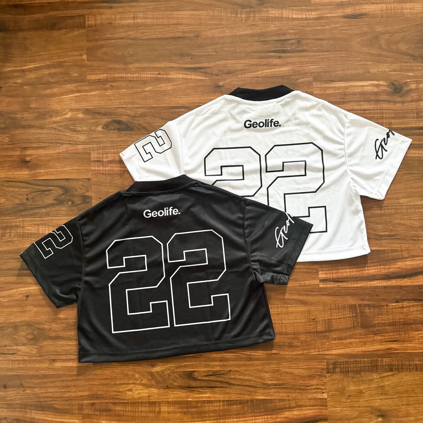GEOLIFE JERSEY CROP TOP - BLACK SHIRT