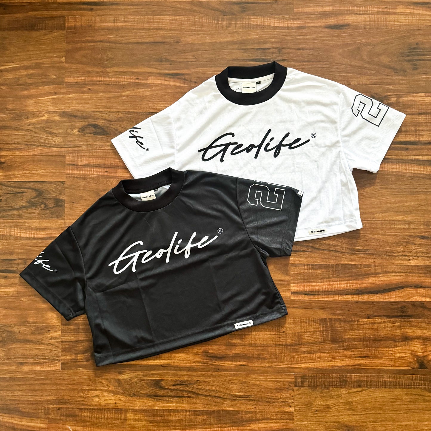 GEOLIFE JERSEY CROP TOP - BLACK SHIRT