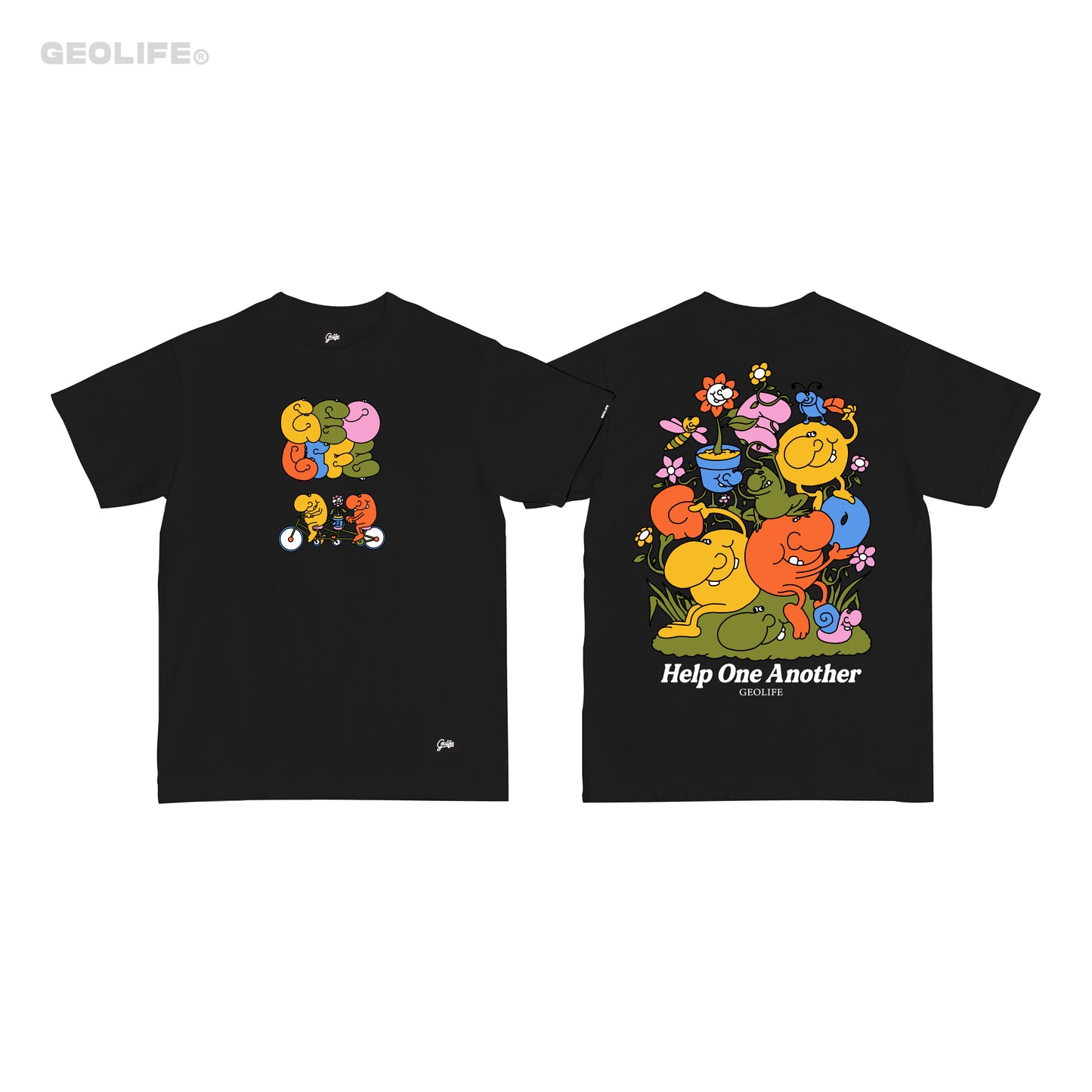 HELP ONE ANOTHER BLACK TSHIRT - GEOLIFE