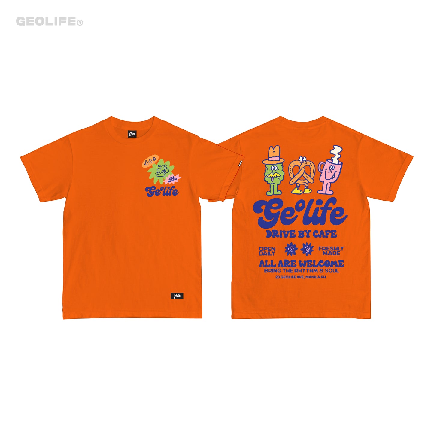 DRIVE BY CAFE ORANGE TSHIRT - GEOLIFE