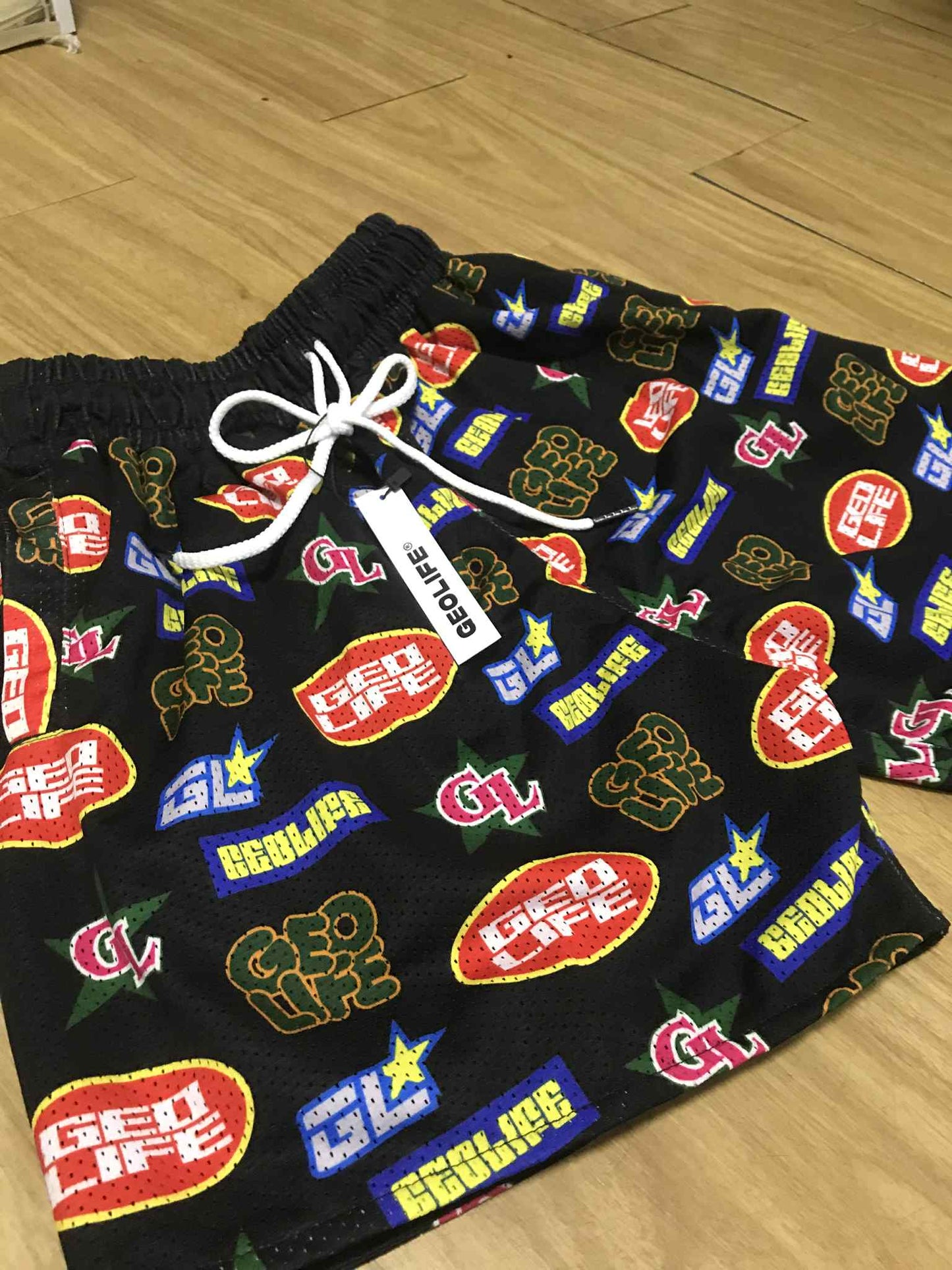 GEOLIFE PATTERN - MESH SHORT - BLACK