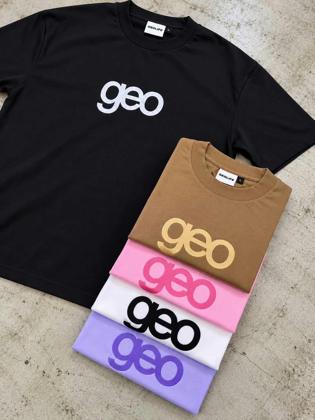 GEOLIFE EMBROIDERY  KHAKI TSHIRT