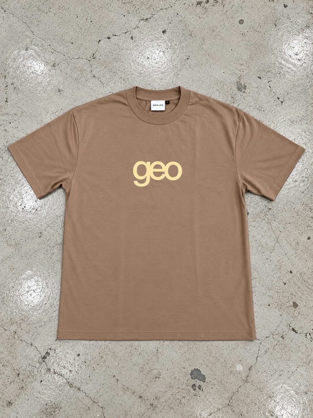 GEOLIFE EMBROIDERY  KHAKI TSHIRT