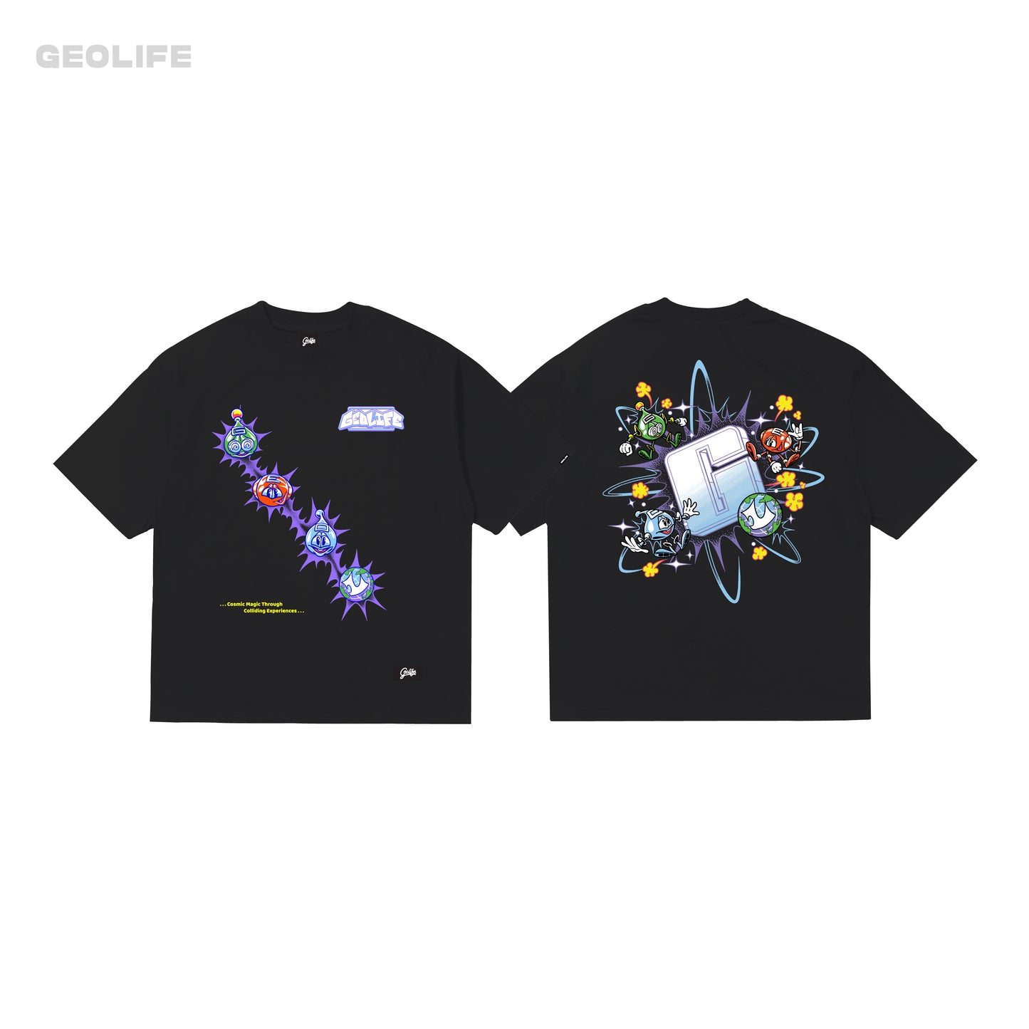 ATOMS BLACK T-SHIRT - GEOLIFE