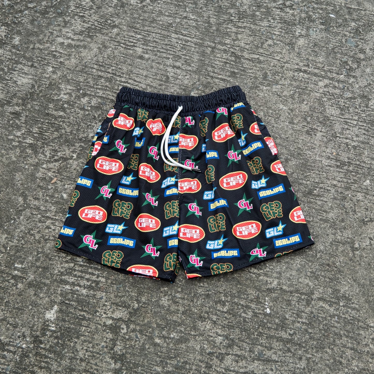 GEOLIFE PATTERN - MESH SHORT - BLACK