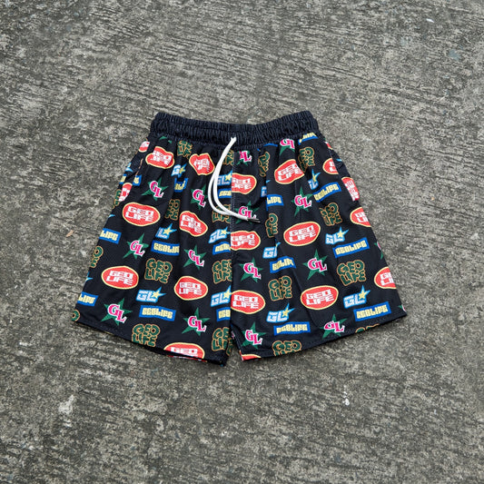 GEOLIFE PATTERN - MESH SHORT - BLACK