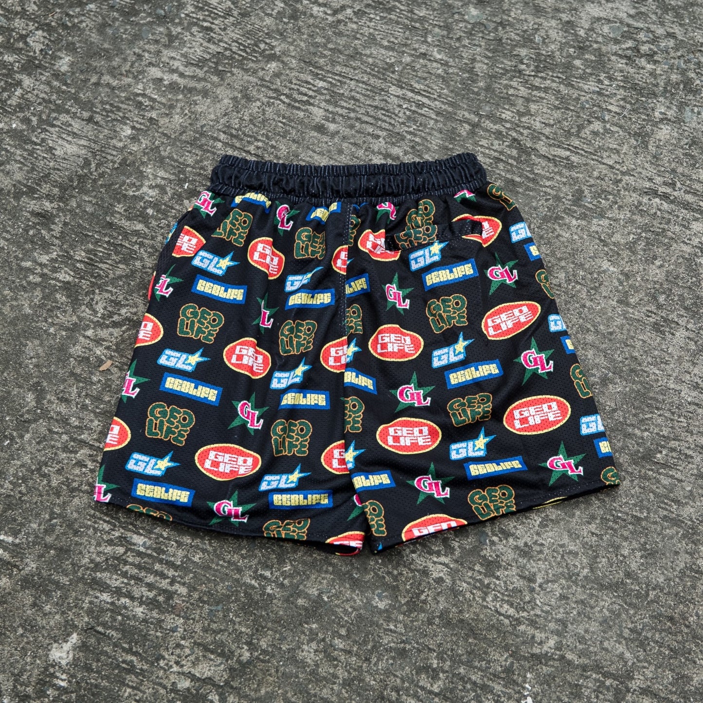 GEOLIFE PATTERN - MESH SHORT - BLACK