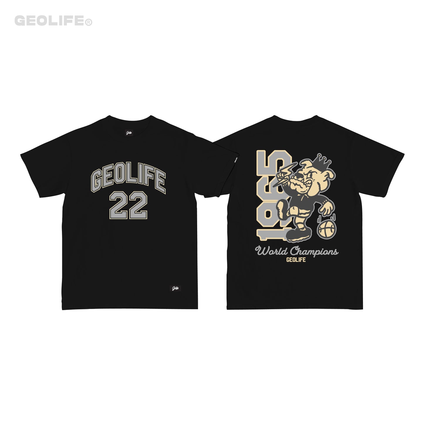 GEOLIFE VARSITY BLACK TSHIRT