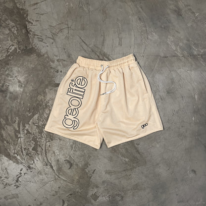 GEOLIFE EMBROIDERY MESH SHORTS --- CREAM