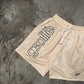 GEOLIFE EMBROIDERY MESH SHORTS --- CREAM