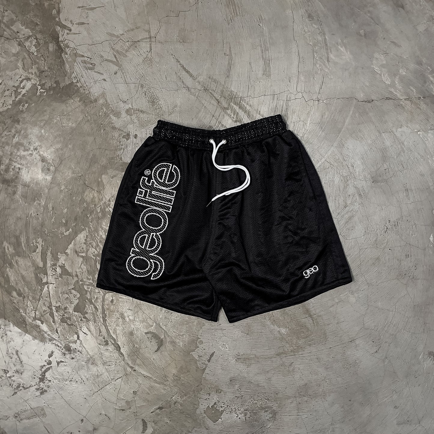GEOLIFE EMBROIDERY MESH --- BLACK