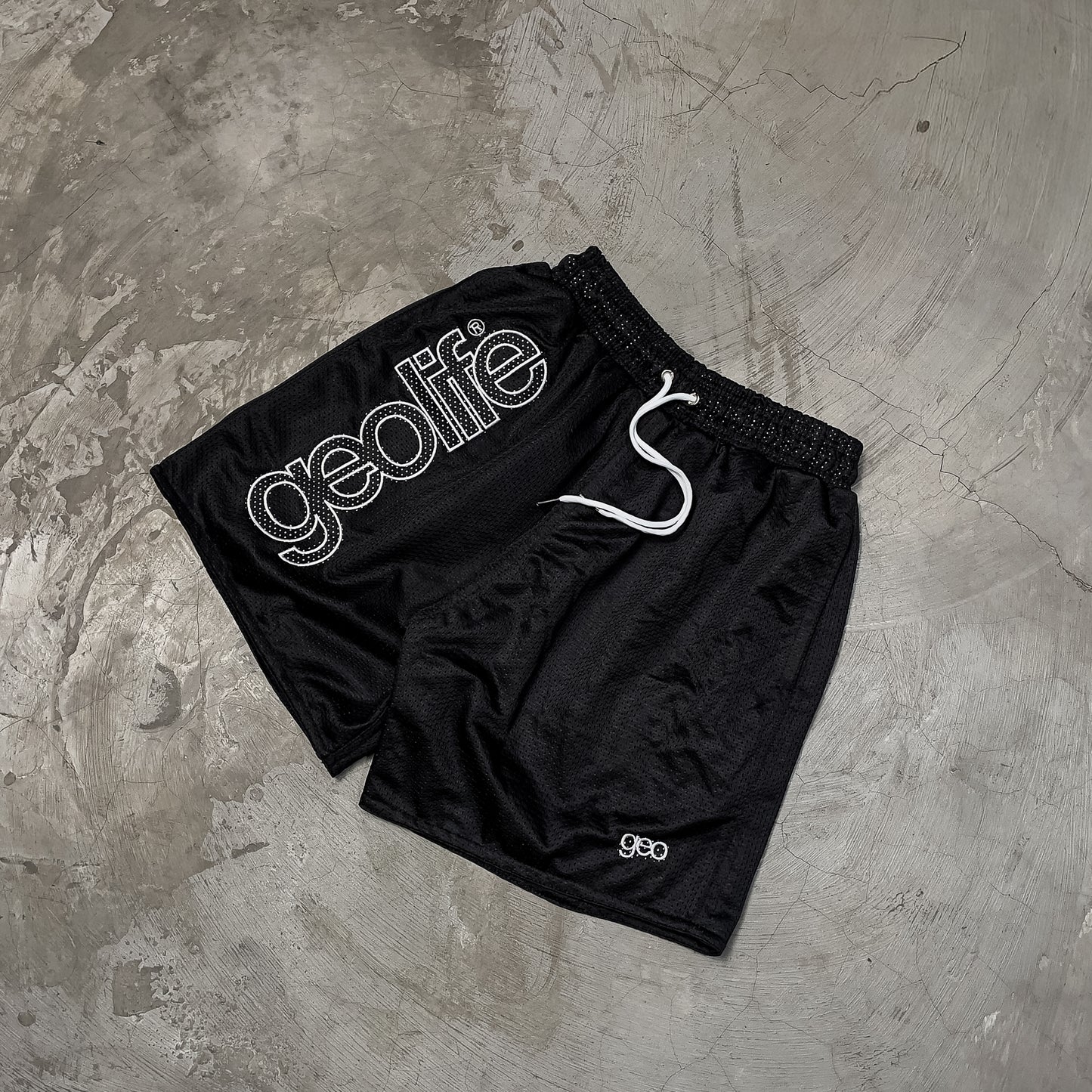 GEOLIFE EMBROIDERY MESH --- BLACK