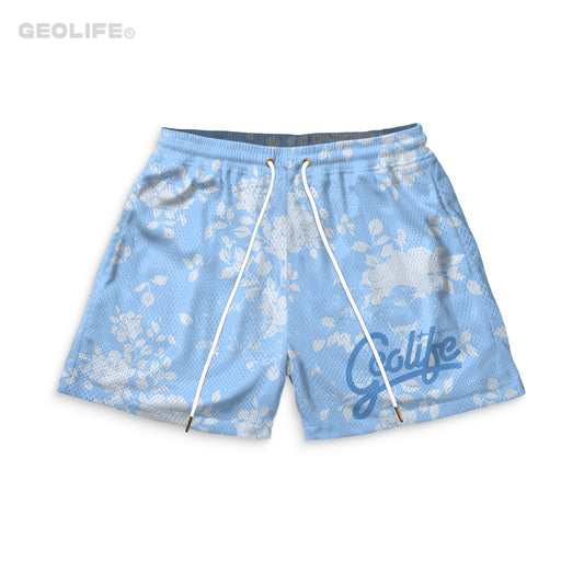 LEAVES MESH SHORT BLUE - GEOLIFE