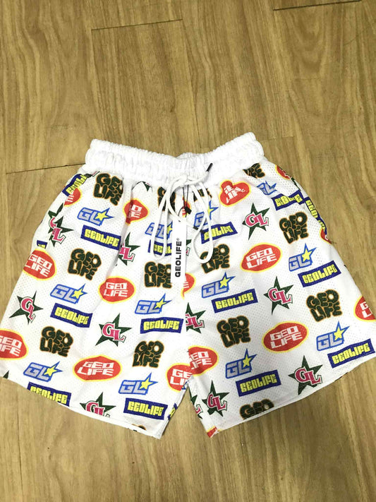 GEOLIFE PATTERN - MESH SHORT - WHITE